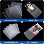 200 Card Sleeves Hard Plastic, Arjiekwei 3"X4" Baseball Card Protectors Hard Plastic, Premium Card Holder for Trading Sports Baseball Football Game Cards (100 Hard Sleeves + 100 Soft Sleeves)