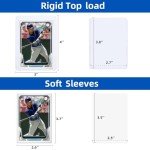 200 Card Sleeves Hard Plastic, Arjiekwei 3"X4" Baseball Card Protectors Hard Plastic, Premium Card Holder for Trading Sports Baseball Football Game Cards (100 Hard Sleeves + 100 Soft Sleeves)
