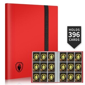 Fabmaker Premium 396 Pocket Trading Card Binder - Side Loading Collector Album for MTG, TCG, Game, Sport Cards - Red