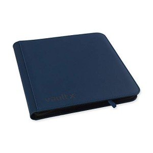 Vault X Premium Exo-Tec Zip Binder 12 Pocket, 20 Double-Sided Pages for 480 Side-Loading Slots for Board, Collectible or Trading Card Game Protective Folder Album (Blue)