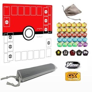 Extalas Playmat for Trading Card Game – 2-Player Trainer Mat with 37 Damage Counters and Professional Storage Bag