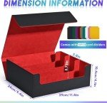 UAONO Card Storage Box for Trading Cards, 1800+ PU Leather Commander Card Deck Case, Magnetic Closure Card Holder Fits for Magic Game Cards(Black&red)