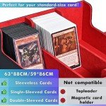UAONO Card Storage Box for Trading Cards, 1800+ PU Leather Commander Card Deck Case, Magnetic Closure Card Holder Fits for Magic Game Cards(Black&red)