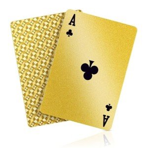 BIERDORF Waterproof Plastic Playing Cards - Durable Cool Deck of Cards - Standard Index Professional Premium Poker Cards - Vintage Casino Themed Card Games for Families or Adults - Gold Diamond Style