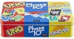 Mattel Games Set of 3 Card Games with UNO, Phase 10 & ONO 99, Travel Fun for Kids & Family Night with Storage Tin Box (Amazon Exclusive)