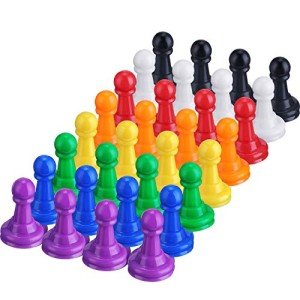 Shappy 32 Pieces Board Game Pawns Multicolor Plastic Game Pieces for Chess Tabletop Markers 1 Inch