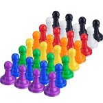 Shappy 32 Pieces Board Game Pawns Multicolor Plastic Game Pieces for Chess Tabletop Markers 1 Inch