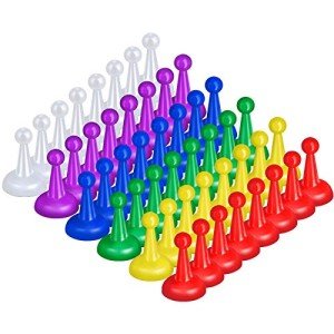Sumind 48 Pcs 1 Inch Board Game Pieces Multicolor Pawns Board Game Pawns Plastic Chess Pieces for Component Tabletop Markers Accessories Random Color