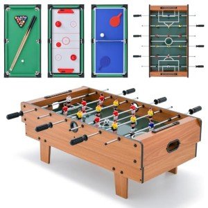 Giantex 4-in-1 Multi Game Table, Combo Foosball Game Table Top w/Billiards, Ping Pong, Push Hockey for Home, Game Room, Family Night & Arcade, Wood Combination Game Table Set for Adults