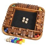 ELONGDI 1-4 Players Shut The Box Dice Game,12" Wooden Board Table Math Games with 12 Dice and Storage Bag for Kids Adults Classic Tabletop Version for Classroom,Home,Party or Pub