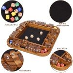 ELONGDI 1-4 Players Shut The Box Dice Game,12" Wooden Board Table Math Games with 12 Dice and Storage Bag for Kids Adults Classic Tabletop Version for Classroom,Home,Party or Pub