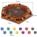 Juegoal Wooden Shut The Box Dice Game for 1-6 Players, Upgrade Tabletop Board Game with 12 Dice for Kids Adults Families, Classics Travel Portable Classroom Home Party Pub Board Game Sets