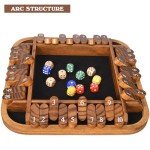 ELONGDI 1-4 Players Shut The Box Dice Game,12" Wooden Board Table Math Games with 12 Dice and Storage Bag for Kids Adults Classic Tabletop Version for Classroom,Home,Party or Pub