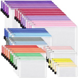 EOOUT 42pcs Mesh Zipper Pouch, 8 Sizes Waterproof Zipper Bags, 17 Colors, Multipurpose for Board Games Travel Storage, School Supplies, and Home Organization