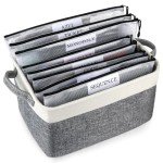 Board Game Storage Kit Include Storage Basket and 10pcs Zipper Bags, Board Game Organizer with Writable Stickers and Dispensing, Suitable for Puzzle Storage, Toys, Document (1 Pack-Grey)