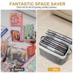 Board Game Storage Kit Include Storage Basket and 10pcs Zipper Bags, Board Game Organizer with Writable Stickers and Dispensing, Suitable for Puzzle Storage, Toys, Document (1 Pack-Grey)