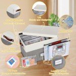 Board Game Storage, Board Game Organizer with 12pcs Zipper Bags and Writable Stickers, Board Game Organizers Storage with Lid for Office Supplies,Puzzles,Video Game,Craft Product (Gray, 1-Pack Large)