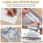 Board Game Storage Kit Include Storage Basket and 10pcs Zipper Bags, Board Game Organizer with Writable Stickers and Dispensing, Suitable for Puzzle Storage, Toys, Document (1 Pack-Grey)