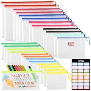 24PCS Mesh Zipper Pouch Storage Bags, 8 Sizes Board Game Bags, 12 Colors Reusable Pouches for Organizing, Organizer for Travel