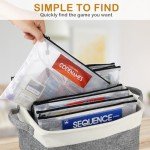 Board Game Storage Kit Include Storage Basket and 10pcs Zipper Bags, Board Game Organizer with Writable Stickers and Dispensing, Suitable for Puzzle Storage, Toys, Document (1 Pack-Grey)