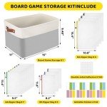 Board Game Storage Kit,Board Game Organizers and Storage Includes 14pcs Zipper Bags with DIY Stickers and Double-Sided Adhesive Dots,Board Game Bags for Puzzle Games Files Home Office（Grey）