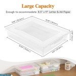 Lifewit 4 Pack Plastic Multi-Purpose Storage Box with Latching Lids, Clear A4, 8.5" x 11" Letter Size Paper Storage, Storage Containers for Board Game, Craft, Document, Magazine, Art Supplies