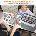 Board Game Storage Kit Include Storage Basket and 10pcs Zipper Bags, Board Game Organizer with Writable Stickers and Dispensing, Suitable for Puzzle Storage, Toys, Document (1 Pack-Grey)