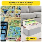 Board Game Storage Kit,Board Game Organizers and Storage Includes 14pcs Zipper Bags with DIY Stickers and Double-Sided Adhesive Dots,Board Game Bags for Puzzle Games Files Home Office（Grey）