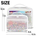 holay 4 Packs PVC Zippered Blocks Set, Toy, Clay, Board game Storage Organizer Case (Name Tag, Manual Pocket) (White, Large)