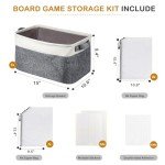 Board Game Storage Kit Include Storage Basket and 10pcs Zipper Bags, Board Game Organizer with Writable Stickers and Dispensing, Suitable for Puzzle Storage, Toys, Document (1 Pack-Grey)