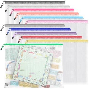 Umriox Zipper Pouch, 16.9x12.4 in (12 Colors, 12 Packs), Extra Large Zipper Bags, Waterproof Zipper Pouches for Office Supplies, Puzzles, Board Game Storage & Cross Stitch Projects