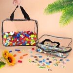 6 Packs Large Toy Storage Bags with Labels, Reusable Clear PVC Board Game Storage, Travel Waterproof Organizer Bags with Zipper for Building Blocks, Puzzle, Kids Books