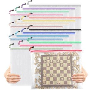Umriox 16 Pack Large Zipper Bags 16.9x12.4 in, A3 Mesh Zipper Document Pouch for Organizing, Storage Bags with Zipper for Board Game, Puzzles, Sewing Project, Travel Supplies
