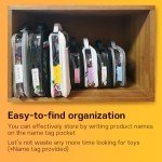 holay 4 Packs PVC Zippered Blocks Set, Toy, Clay, Board game Storage Organizer Case (Name Tag, Manual Pocket) (White, Large)