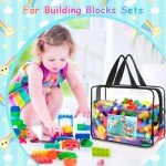 Pydeeirom Toy Storage Bags 6 Packs, Kids Toy Storage Organizer with Zipper and Labels, PVC Clear Bags for Board Games, Books, Puzzles, Building Blocks(Large, Black)