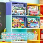 Pydeeirom Toy Storage Bags 6 Packs, Kids Toy Storage Organizer with Zipper and Labels, PVC Clear Bags for Board Games, Books, Puzzles, Building Blocks(Large, Black)