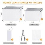 Lukeline Board Game Storage Kit with 12 Sets of Zipper Pouch Bags and Sorting Label Tabs, Board Game Organizer and storage for Board Games, Bricks, Puzzles, Toys, Craft Projects, School Supplies