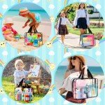 Pydeeirom Toy Storage Bags 6 Packs, Kids Toy Storage Organizer with Zipper and Labels, PVC Clear Bags for Board Games, Books, Puzzles, Building Blocks(Large, Black)