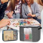 Rexmica Board Game Storage Bag with 6pcs Zipper Bags, Board Game Organizer and Storage with Cover for Office Supplies, Puzzles, Toys, Building Blocks, Craft Product, Board Game Storage Containers