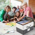 Wensdr Board Game Organizer with Lid, 10 Pcs Colorful Zipper Bags and Writable Stickers, Suitable for Puzzle, Toy, Building Block and Document Storage