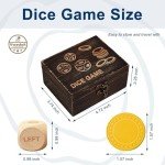 Left Right Center Dice Game Set, 3 1-inch Wood Dice and 48 Thicker Chips in Wooden Storage Box, Portable Travel Dice Games for Family & Friends, Black