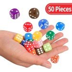 16MM Standard 6 Sided Dice Set, 50 Pieces Colorful Dice for Board Games, Classroom Math Bulk Game Dice, Make Entertainment More Exciting