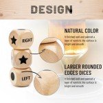 Left Right Center Dice Game Set, Include 3 1-inch Wooden Dices and 48 Pcs Chips in Wooden Box, Easy to Store and Carry Around for Travel