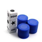 Bilywey Left Right Center Dice Game Set with 3 Dices + 36 Blue Chips (Blue)