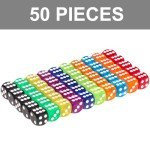 100 Pieces 16mm Colored Dice Set, Bulk Dice in 10 Translucent Colors with a Blue Drawstring Storage Bag, 6 Sided Dice for Board Games