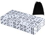 50 Pack 16MM White Dice - Six Sided Standard Opaque White Dice with Black Pips Dots for Board Games