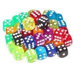 100 Pieces 16mm Colored Dice Set, Bulk Dice in 10 Translucent Colors with a Blue Drawstring Storage Bag, 6 Sided Dice for Board Games