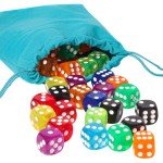 100 Pieces 16mm Colored Dice Set, Bulk Dice in 10 Translucent Colors with a Blue Drawstring Storage Bag, 6 Sided Dice for Board Games