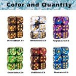 36 Pieces 16mm Marble D6 Dice 6 Sided Dice Set Round Corner Board Game Dice for MTG DND Tenzi Farkle Yahtzee Bunco or Math Learning