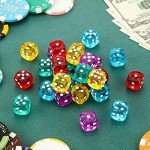 TecUnite 6-Sided Game Dice Sets 30 Pieces 14 mm Translucent Polyhedral Dice Set with Black Pouch for Table Games and Teaching, 5 Colors